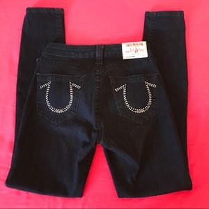 True Religion Dark Denim Swarovski Crystal Jeans